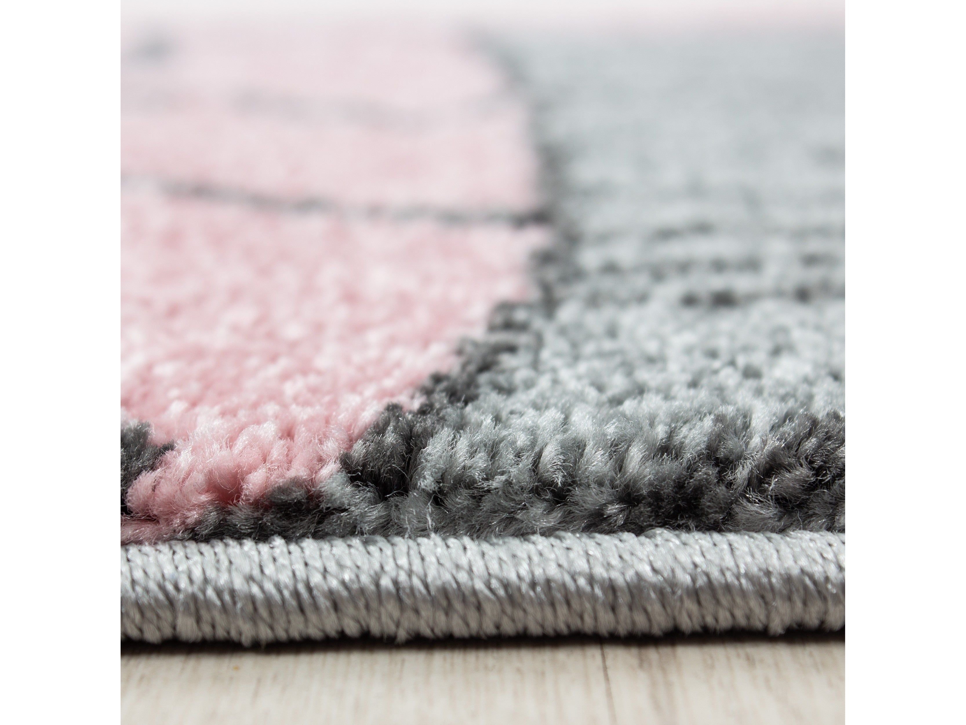 Kinderteppich Kinderzimmer Teppich Bär Wolken Stern-Angeln Grau-Weiß-Pink