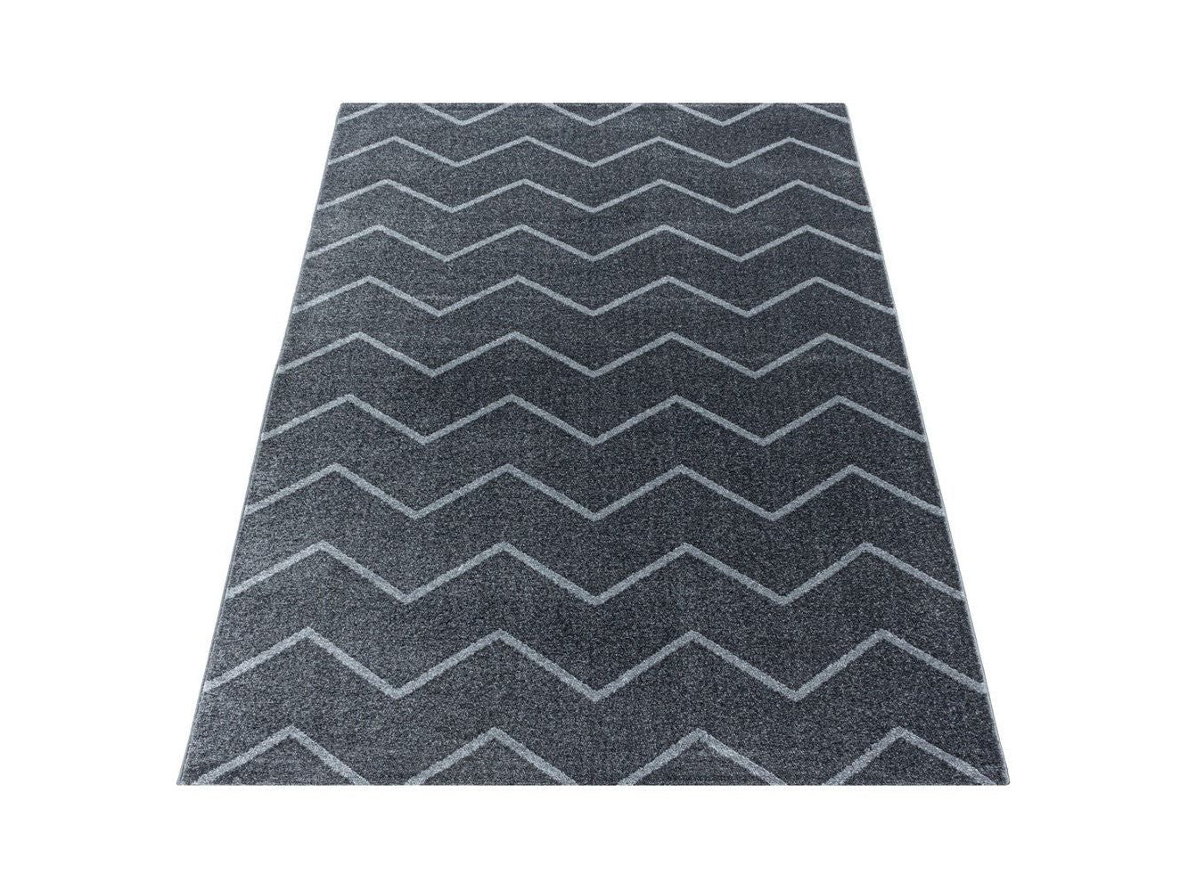 Wohnzimmerteppich Kurzflor Teppich Wellen Linien Design Kinderteppich Grau