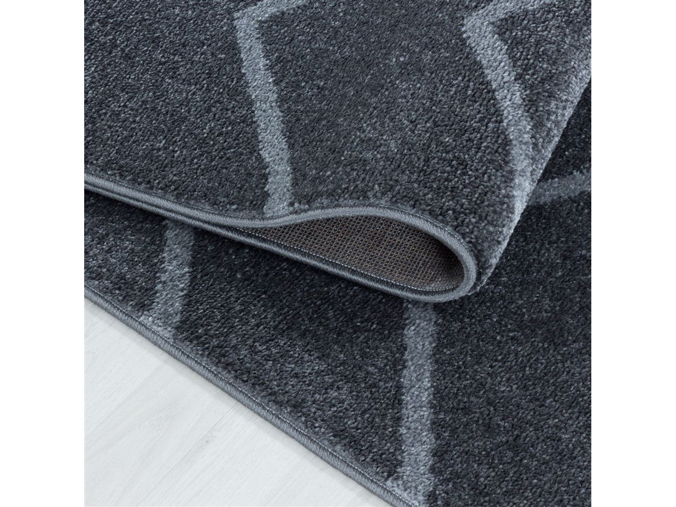 Wohnzimmerteppich Kurzflor Teppich Wellen Linien Design Kinderteppich Grau