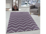Wohnzimmerteppich Kurzflor Teppich Wellen Linien Design Kinderteppich Lila