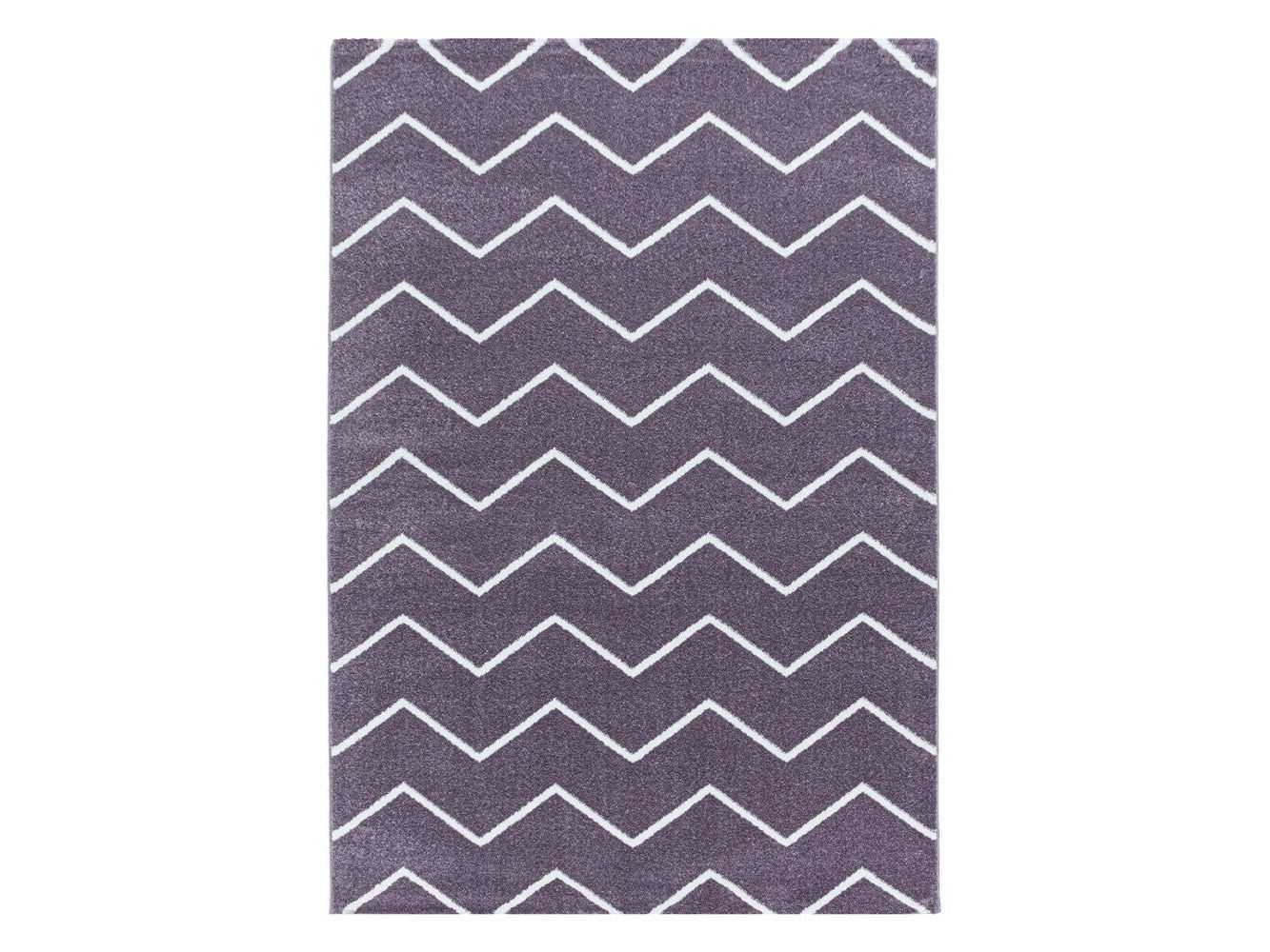 Wohnzimmerteppich Kurzflor Teppich Wellen Linien Design Kinderteppich Lila