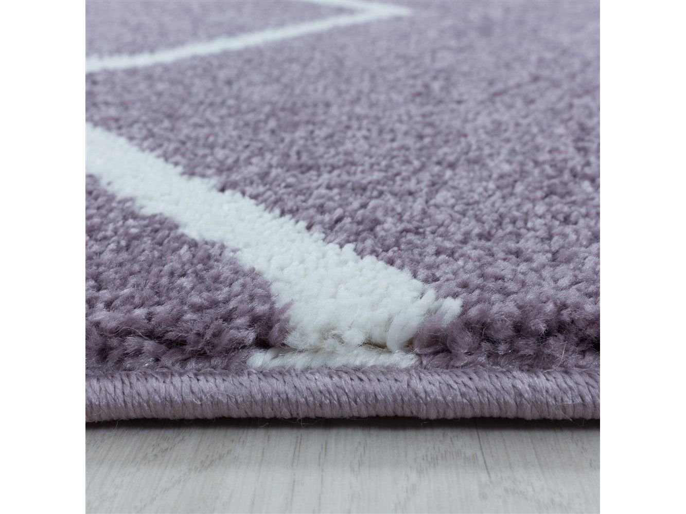 Wohnzimmerteppich Kurzflor Teppich Wellen Linien Design Kinderteppich Lila