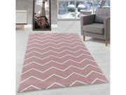 Wohnzimmerteppich Kurzflor Teppich Wellen Linien Design Kinderteppich Rosa