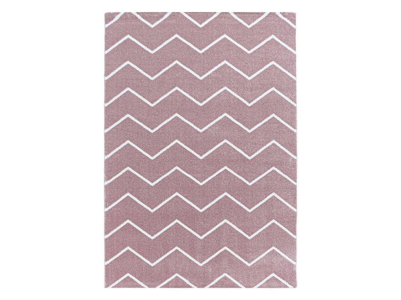 Wohnzimmerteppich Kurzflor Teppich Wellen Linien Design Kinderteppich Rosa