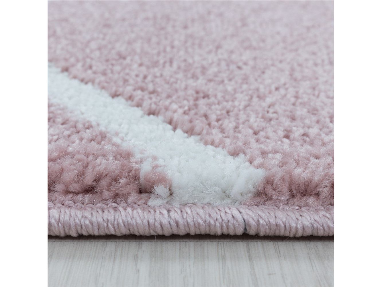 Wohnzimmerteppich Kurzflor Teppich Wellen Linien Design Kinderteppich Rosa