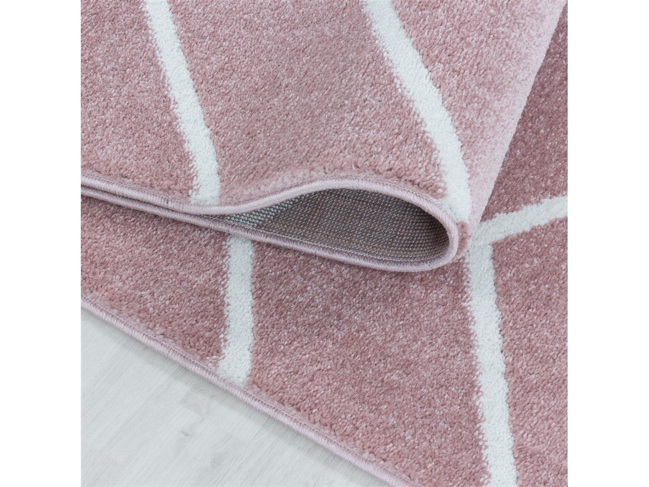 Wohnzimmerteppich Kurzflor Teppich Wellen Linien Design Kinderteppich Rosa