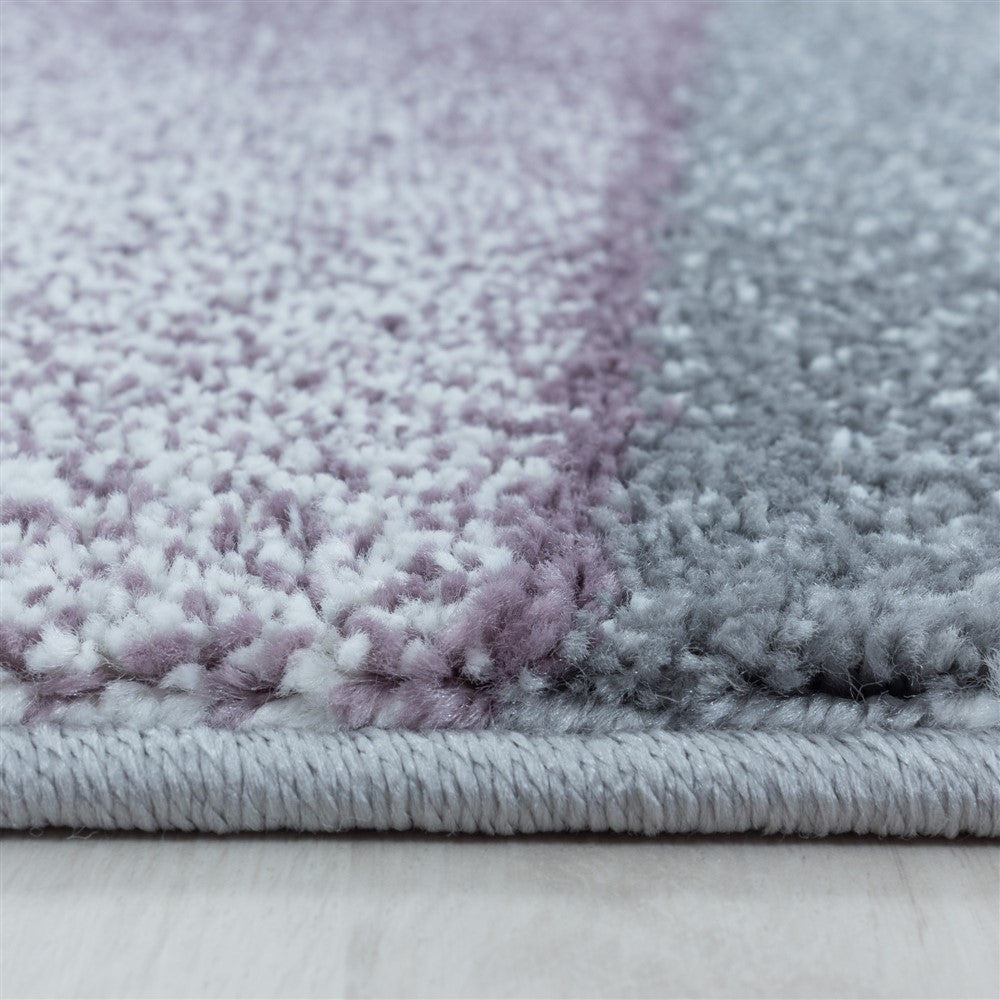 Wohnzimmerteppich Kurzflor Teppich Design Abstrakt Geometrisch Lila