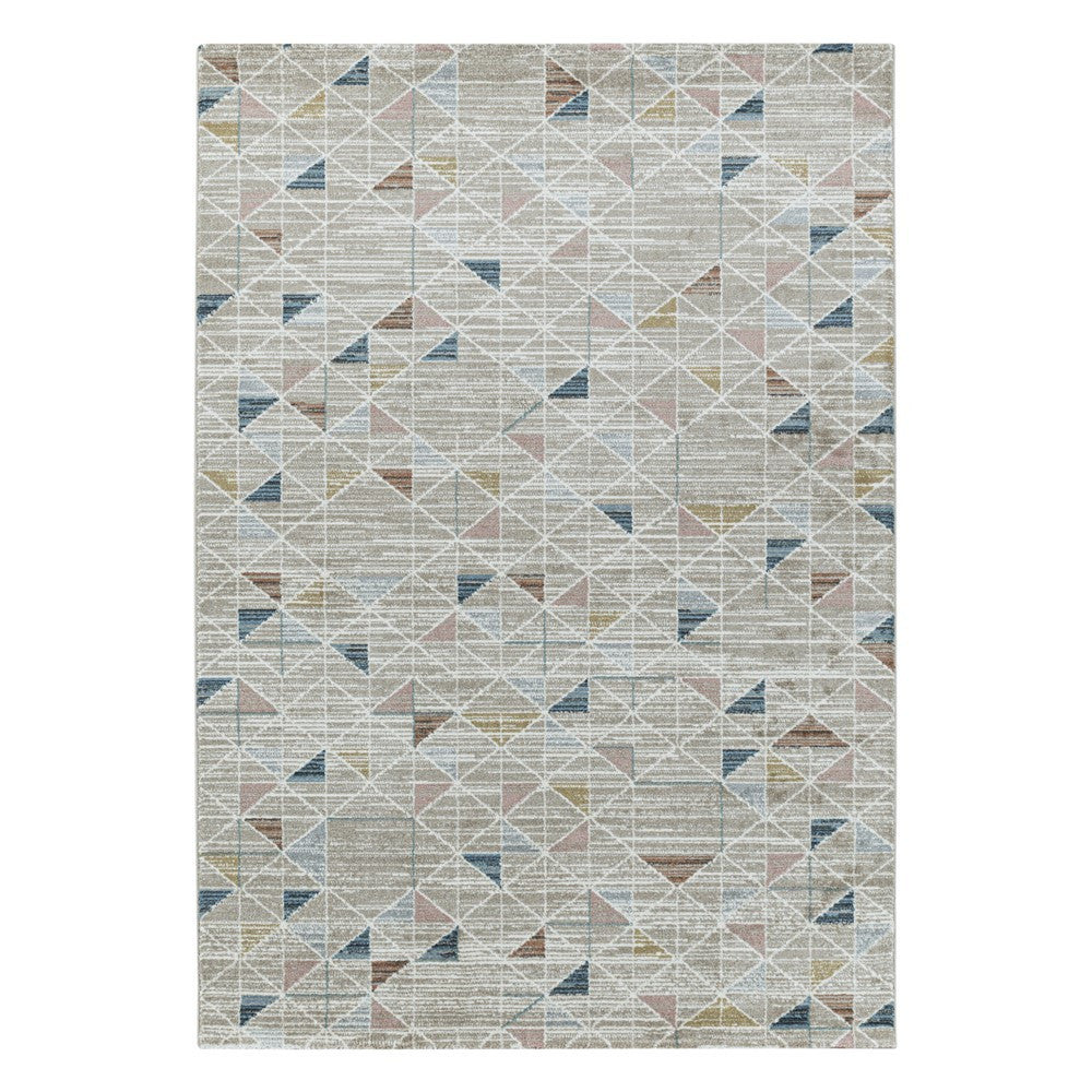 Modern Kurzflor Designer Teppich Geometrisches Dreieck design Braun Beige