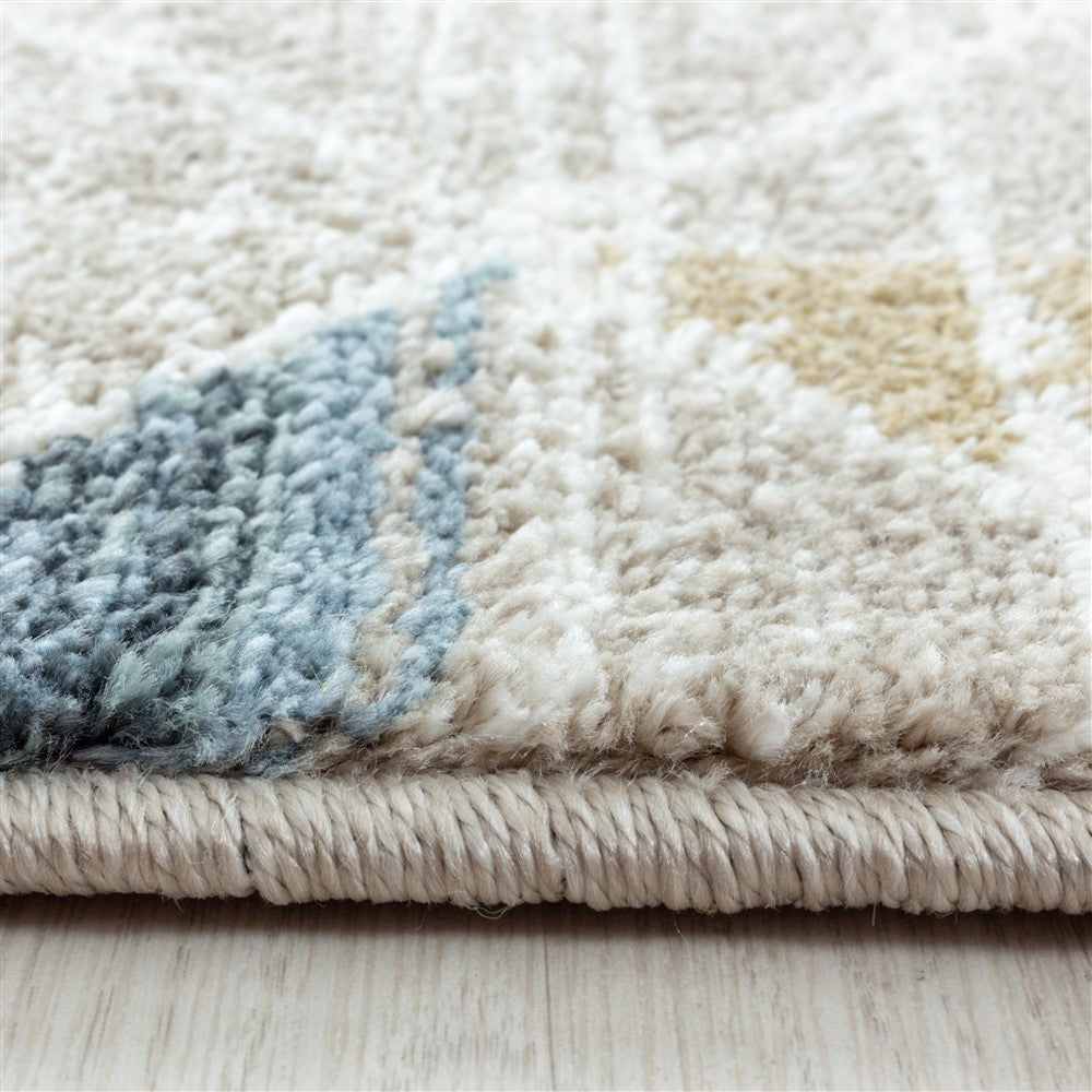 Modern Kurzflor Designer Teppich Geometrisches Dreieck design Braun Beige