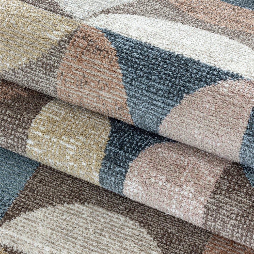Modern Kurzflor Designer Teppich Geometrisches design Braun Beige