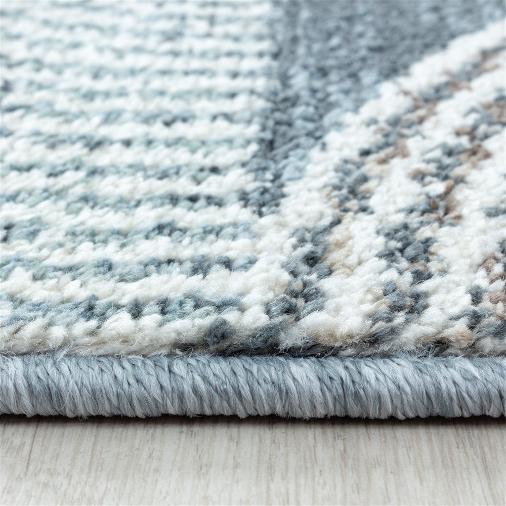 Modern Kurzflor Designer Teppich Geometrisches design Blau Grau