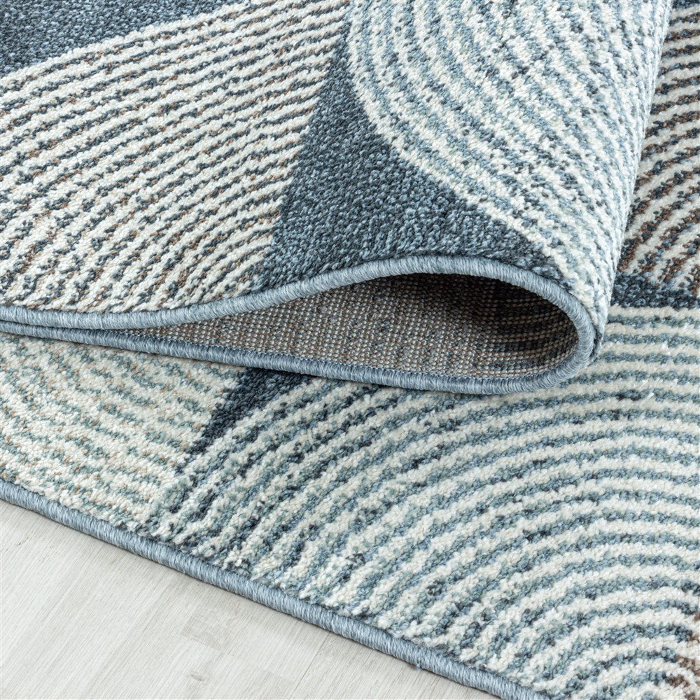 Modern Kurzflor Designer Teppich Geometrisches design Blau Grau