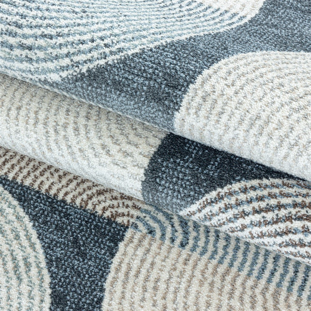 Modern Kurzflor Designer Teppich Geometrisches design Blau Grau