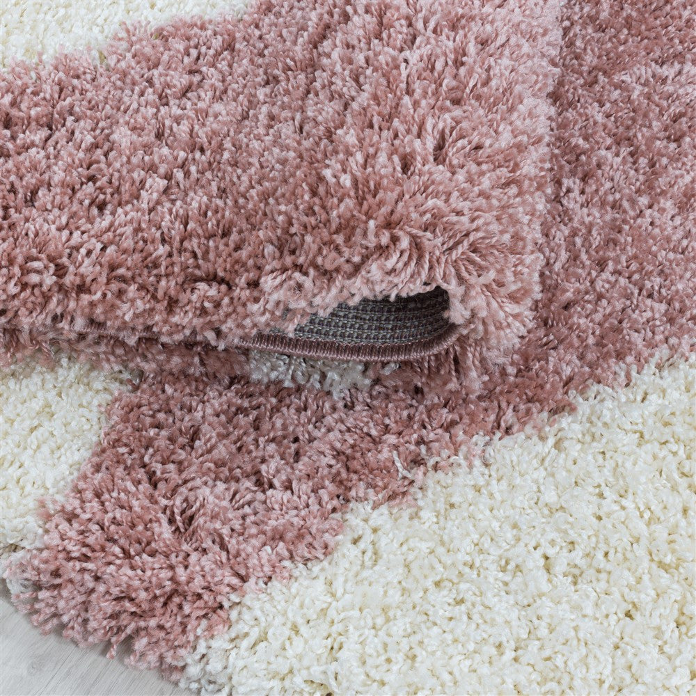 Wohnzimmerteppich Design Hochflor Teppich Muster Abstrakte Dreiecke Rose