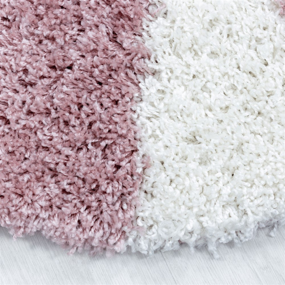 Wohnzimmerteppich Design Hochflor Teppich Muster Abstrakte Dreiecke Rose