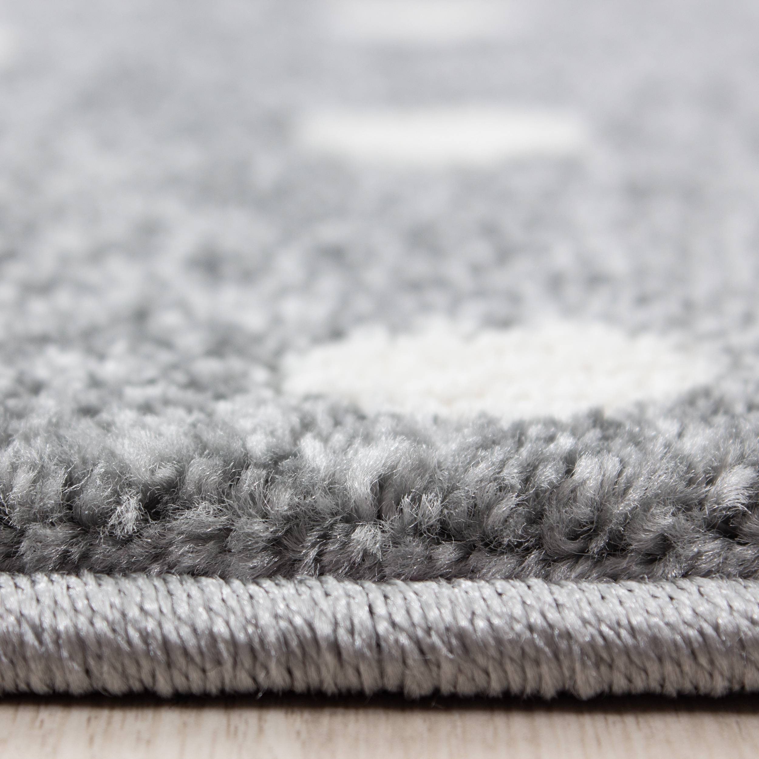 Kinderteppich Kinderzimmer Teppich Einhorn Muster Grau-Weiß-Blau