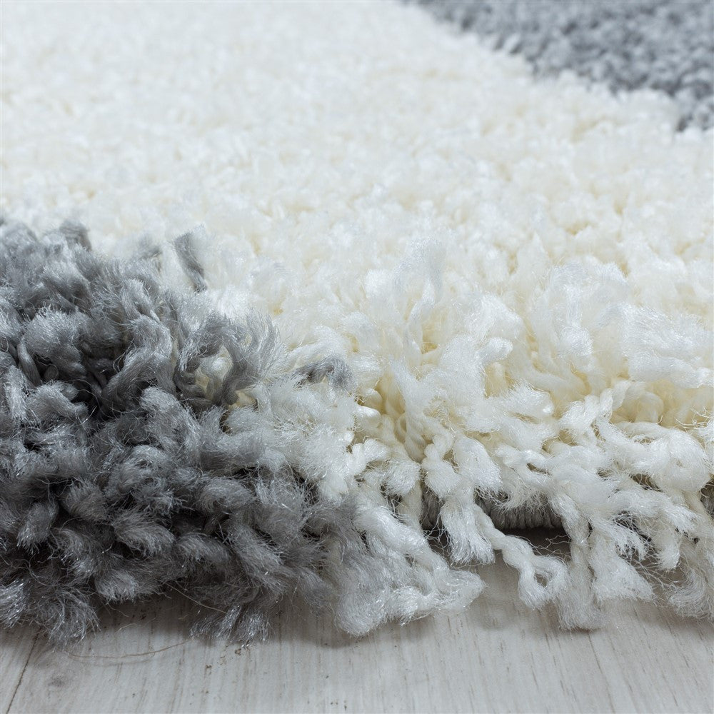 Wohnzimmerteppich Design Hochflor Teppich Muster Abstrakte Dreiecke Grau