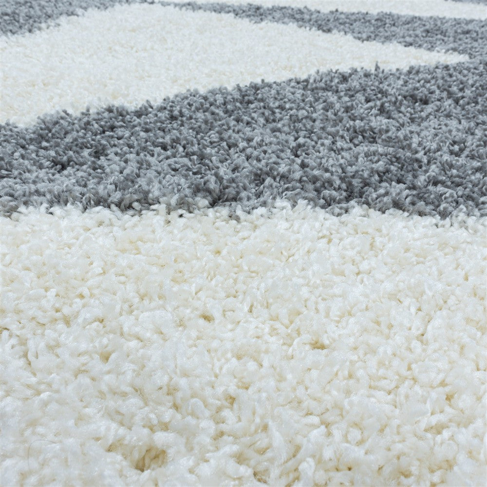 Wohnzimmerteppich Design Hochflor Teppich Muster Abstrakte Dreiecke Grau