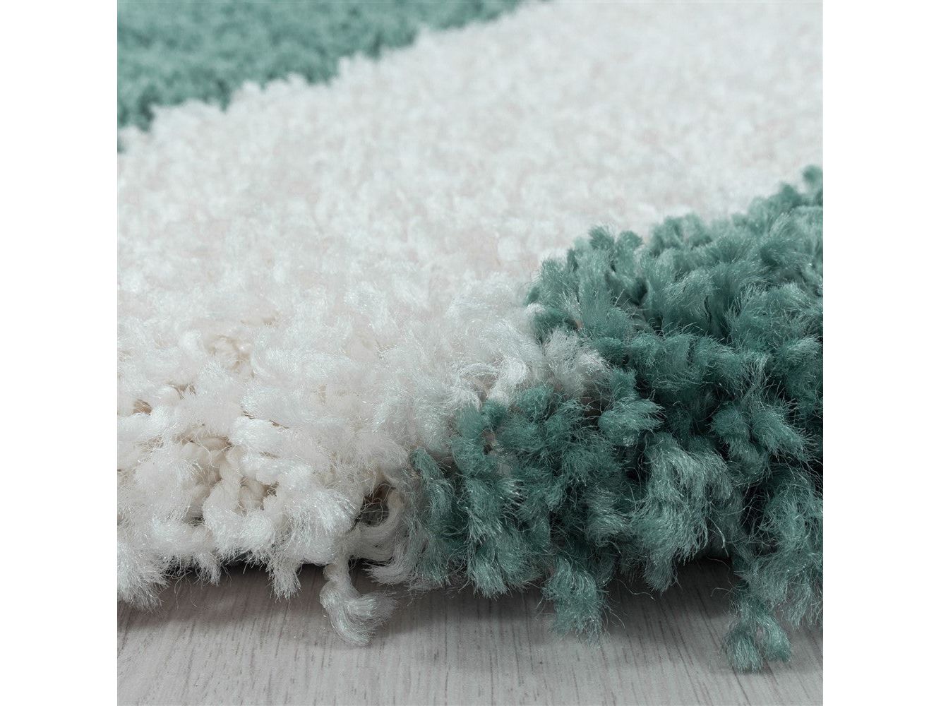 Wohnzimmerteppich Design Hochflor Teppich Muster Abstrakte Dreiecke Blau