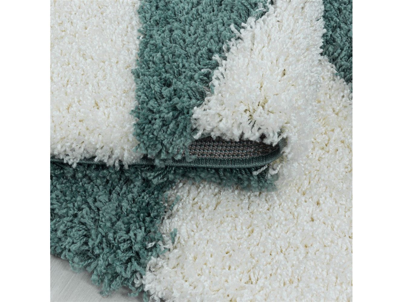 Wohnzimmerteppich Design Hochflor Teppich Muster Abstrakte Dreiecke Blau