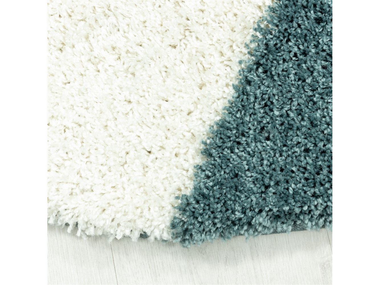 Wohnzimmerteppich Design Hochflor Teppich Muster Abstrakte Dreiecke Blau