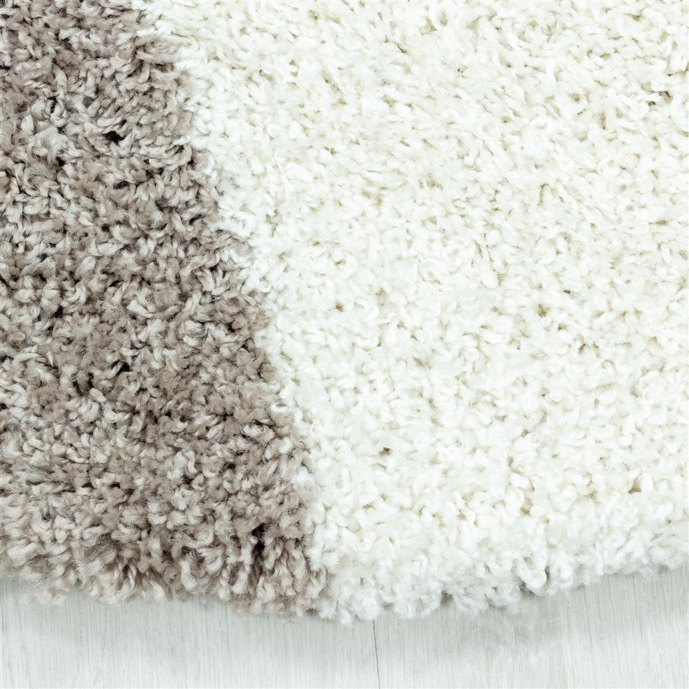 Wohnzimmerteppich Design Hochflor Teppich Muster Abstrakte Dreiecke Beige