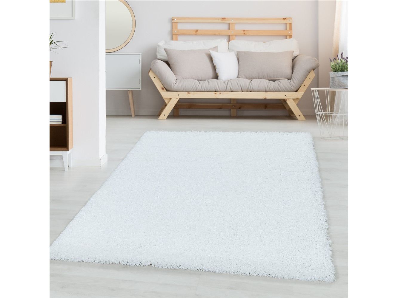 Wohnzimmerteppich Hochflor Shaggy Teppich Schlafzimmer Flor Super Soft Weiss