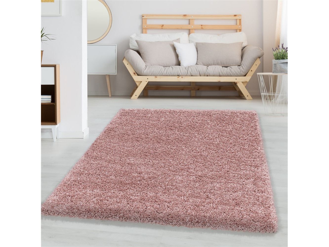 Wohnzimmerteppich Hochflor Shaggy Teppich Schlafzimmer Flor Super Soft Rose
