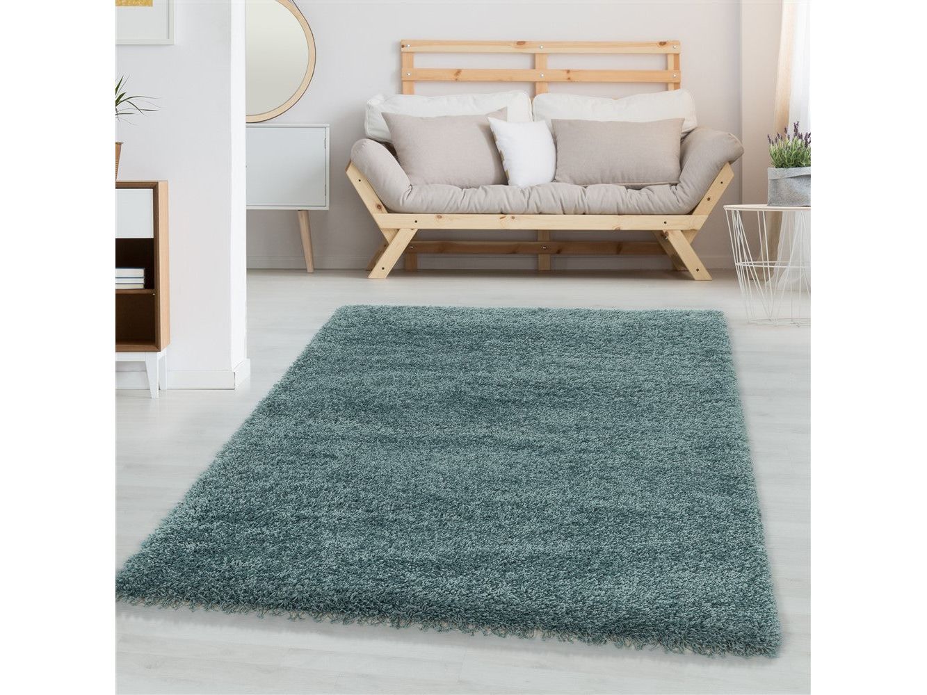Wohnzimmerteppich Hochflor Shaggy Teppich Schlafzimmer Flor Super Soft Aqua
