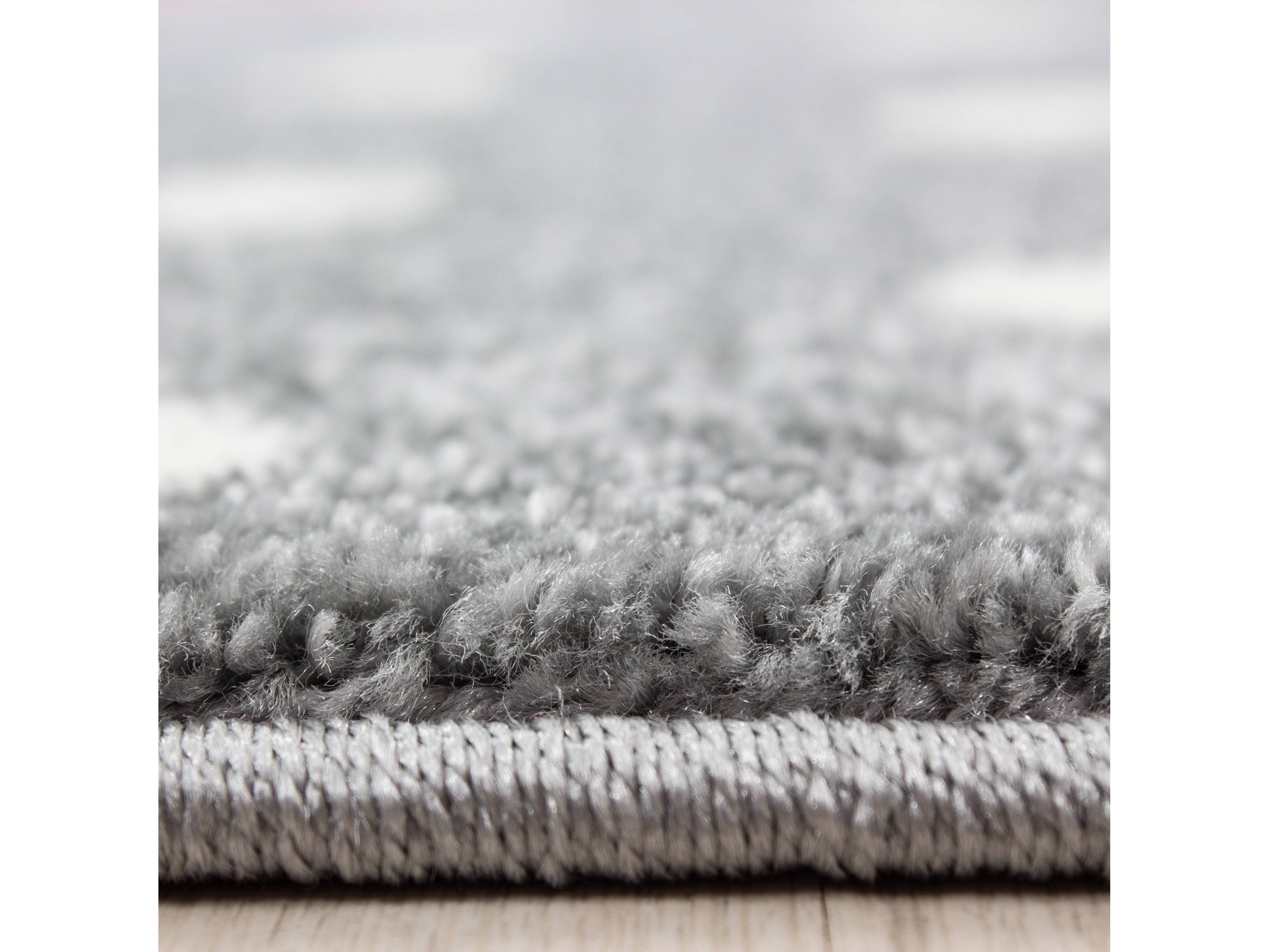 Kinderteppich Kinderzimmer Teppich Einhorn Muster Grau-Weiß-Pink