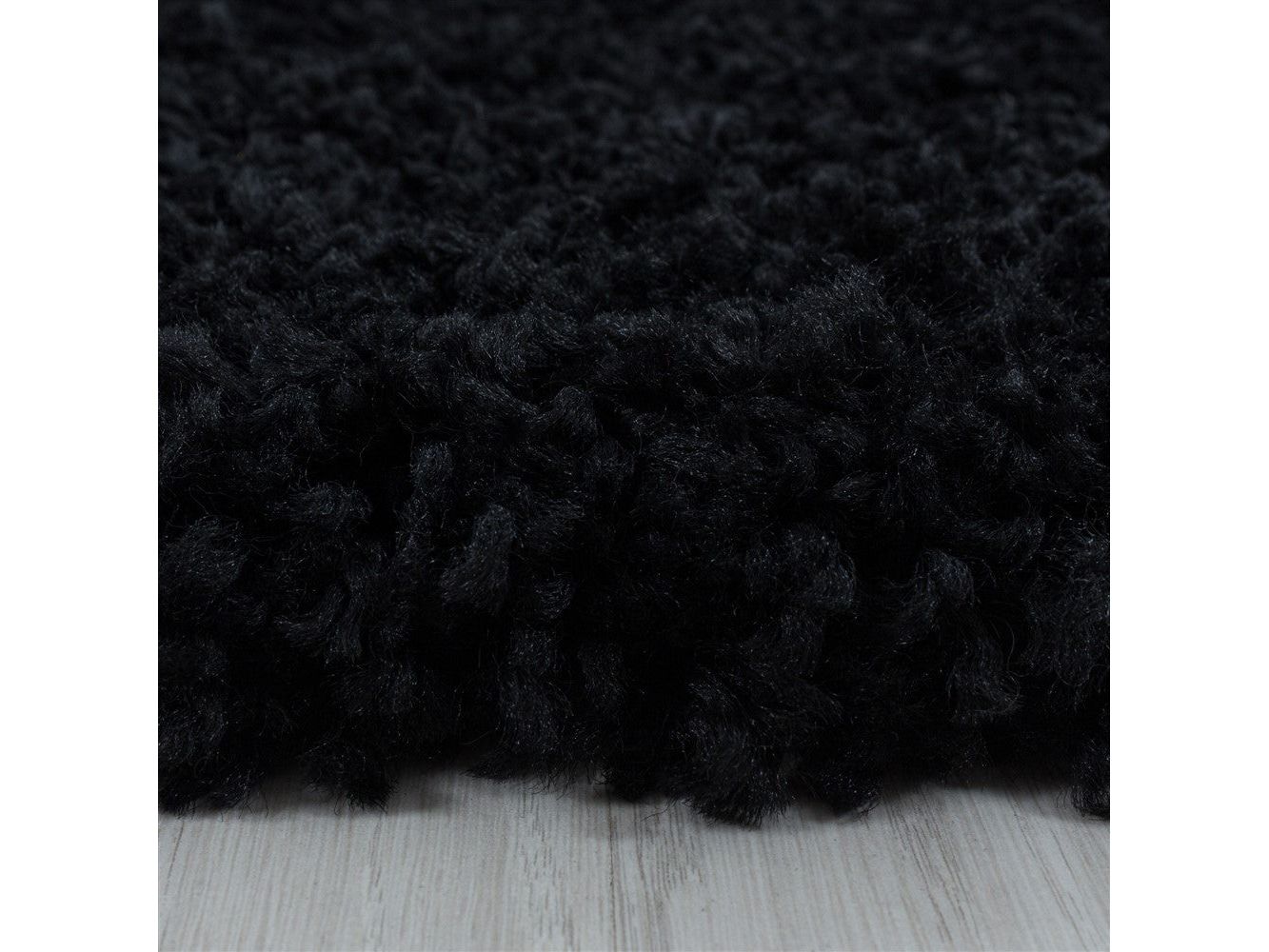 Wohnzimmerteppich Hochflor Shaggy Teppich Schlafzimmer Flor Super Soft Schwarz