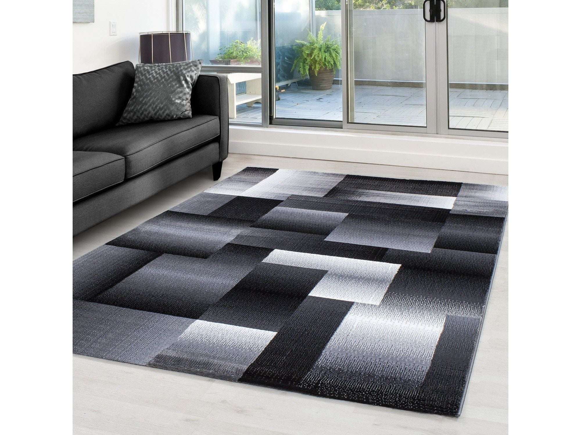 Moderner Designer Wohnzimmer Teppich Miami 6560 Schwarz