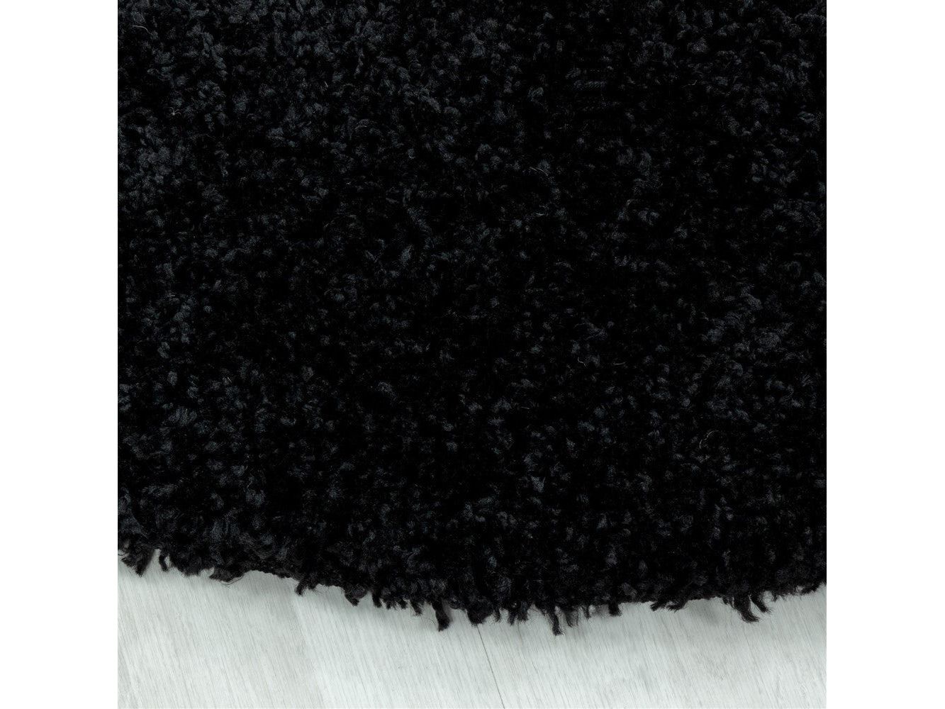 Wohnzimmerteppich Hochflor Shaggy Teppich Schlafzimmer Flor Super Soft Schwarz