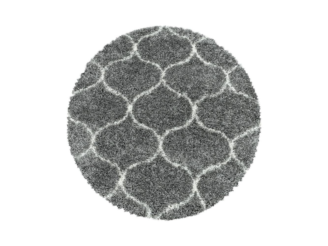 Wohnzimmerteppich Design Hochflor Teppich Muster Kachel Tile Jacquard Grau