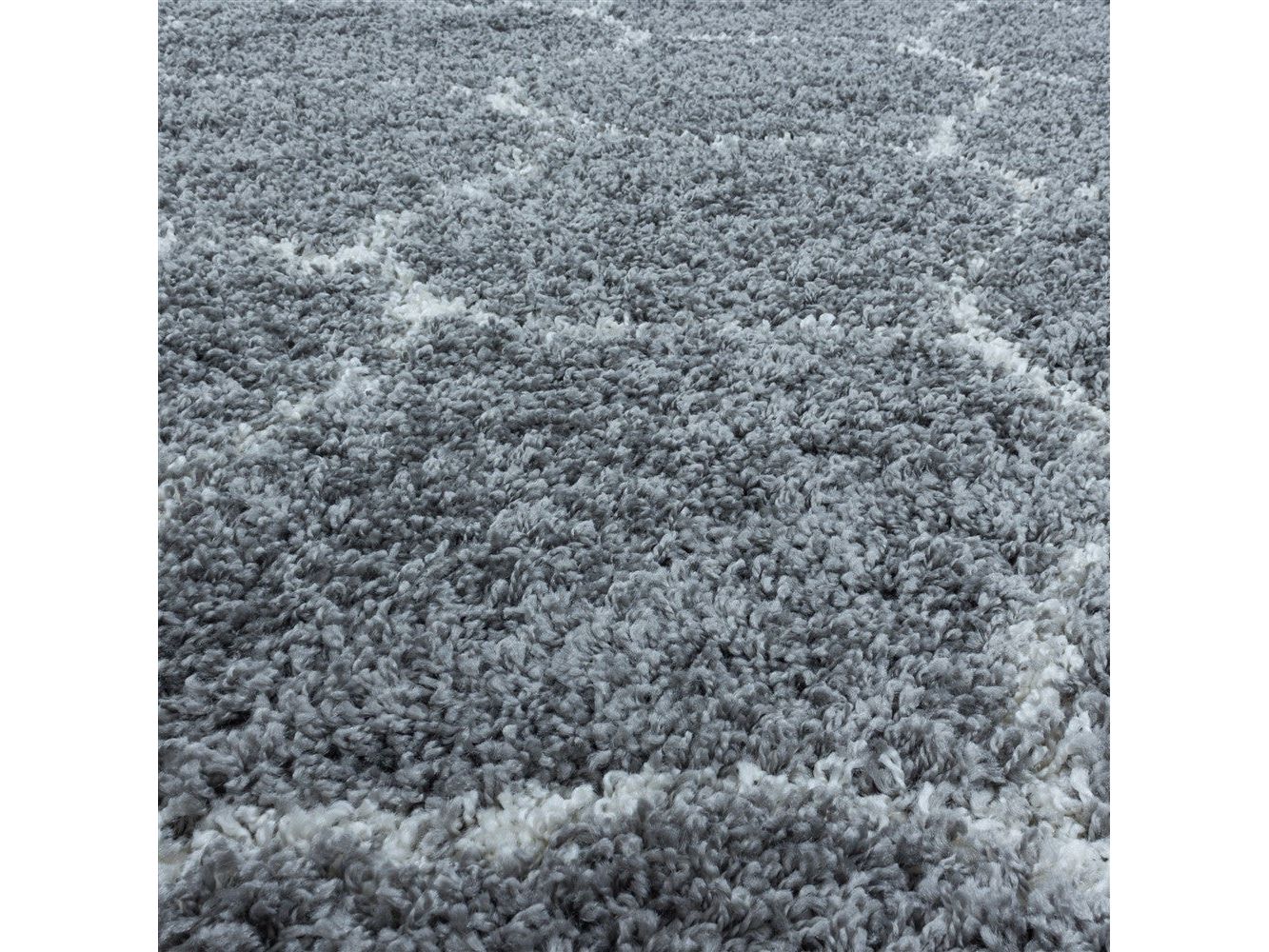 Wohnzimmerteppich Design Hochflor Teppich Muster Kachel Tile Jacquard Grau