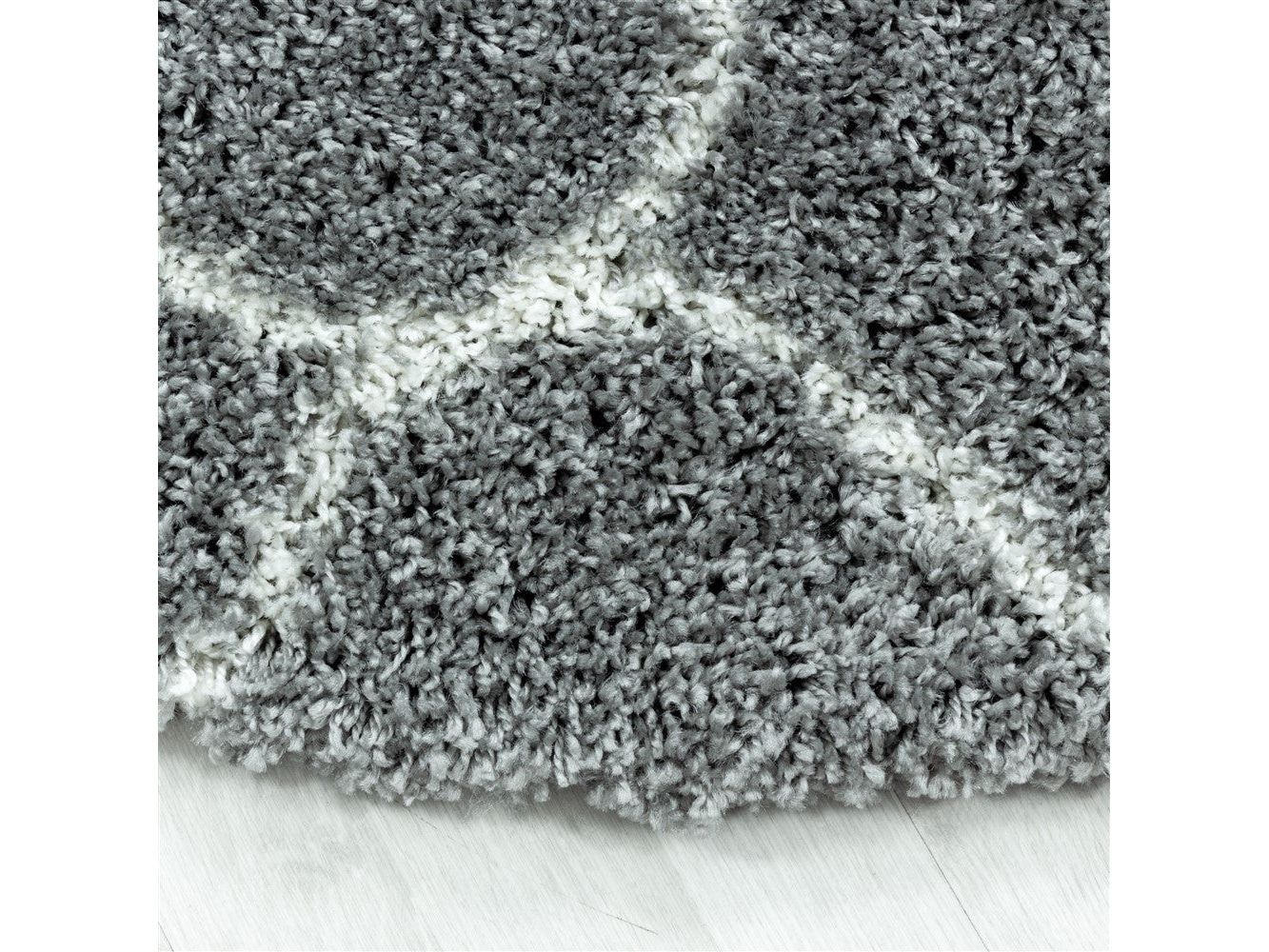 Wohnzimmerteppich Design Hochflor Teppich Muster Kachel Tile Jacquard Grau