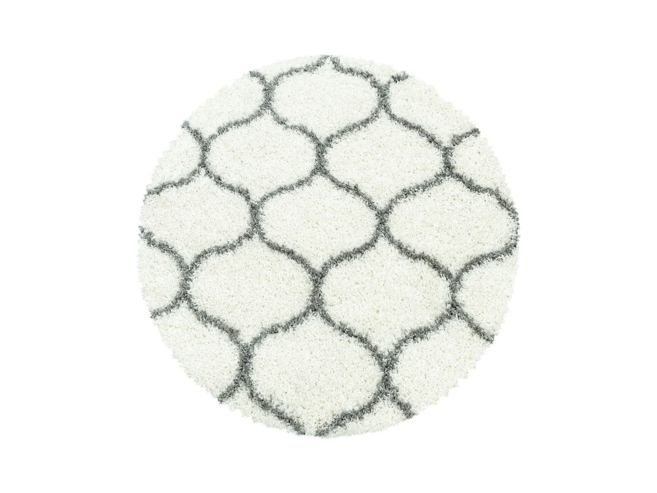 Wohnzimmerteppich Design Hochflor Teppich Muster Kachel Tile Jacquard Creme