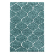 Wohnzimmerteppich Design Hochflor Teppich Muster Kachel Tile Jacquard Blau