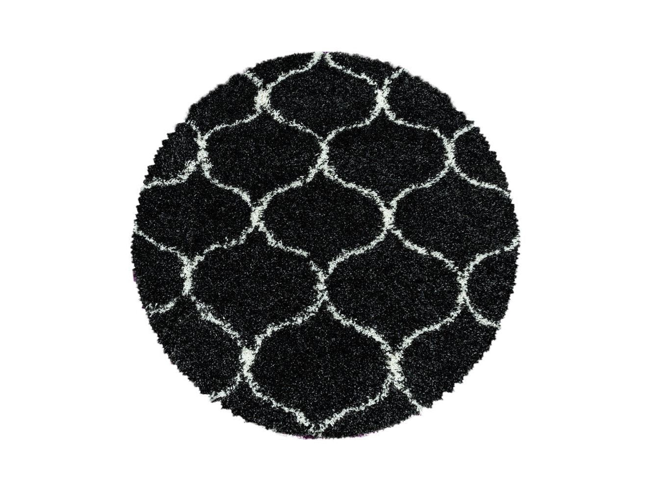 Wohnzimmerteppich Design Hochflor Teppich Muster Kachel Tile Jacquard Anthrazit