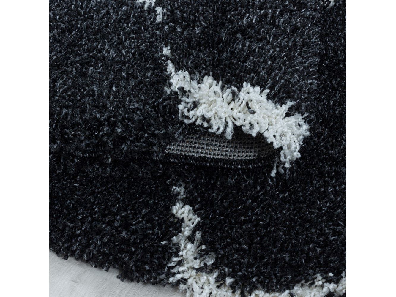 Wohnzimmerteppich Design Hochflor Teppich Muster Kachel Tile Jacquard Anthrazit