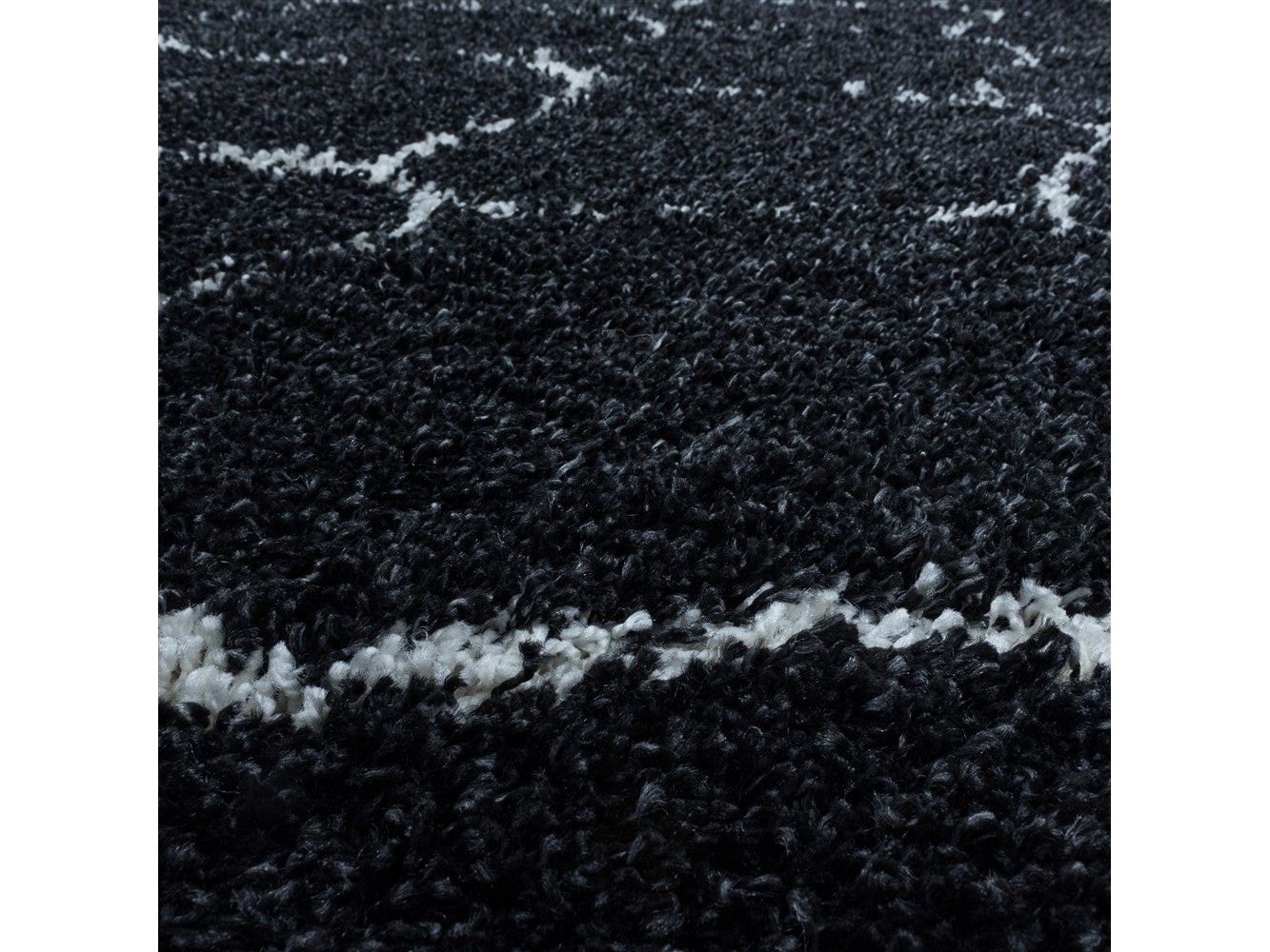 Wohnzimmerteppich Design Hochflor Teppich Muster Kachel Tile Jacquard Anthrazit