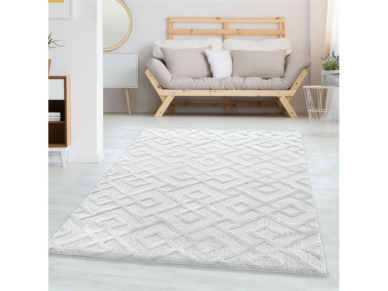 Kurzflor Design Teppich MIA Looped Flor Kreuz Labyrinth Muster