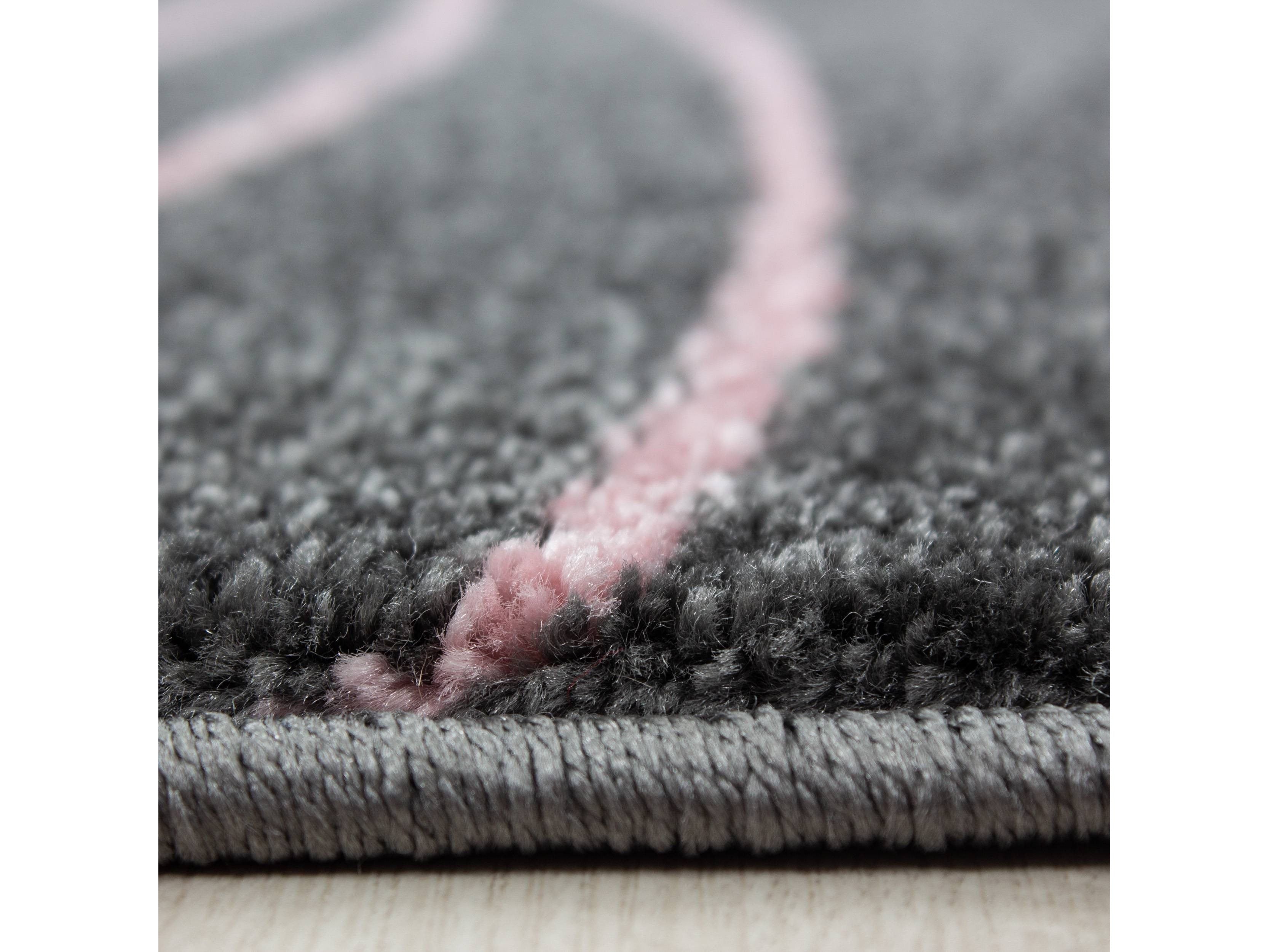 Kinderteppich Kinderzimmer Teppich Sterne Muster Grau-Pink