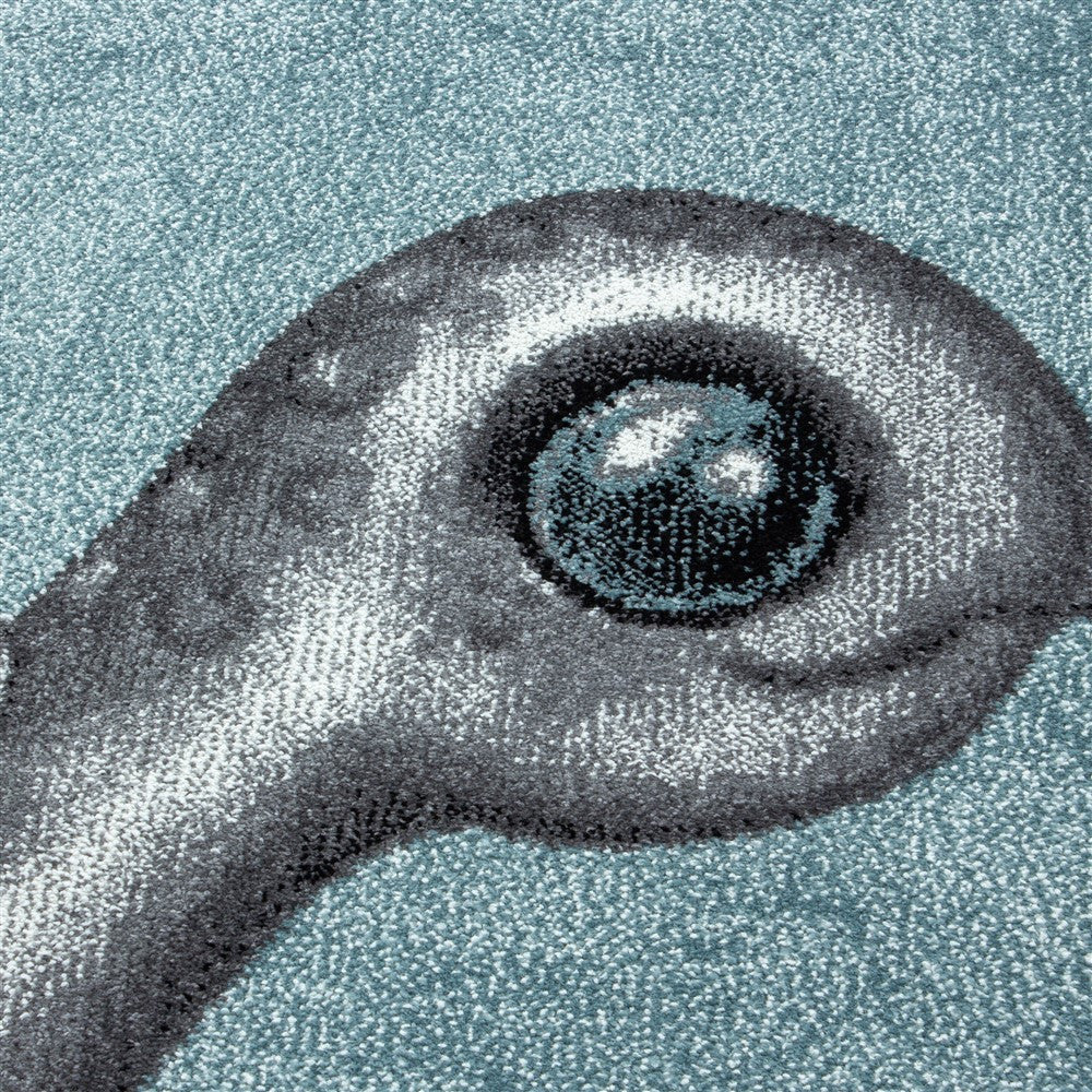 Kinderteppich Kinderzimmer süßer meeresschildkröte Motiv Grau Blau Weiß