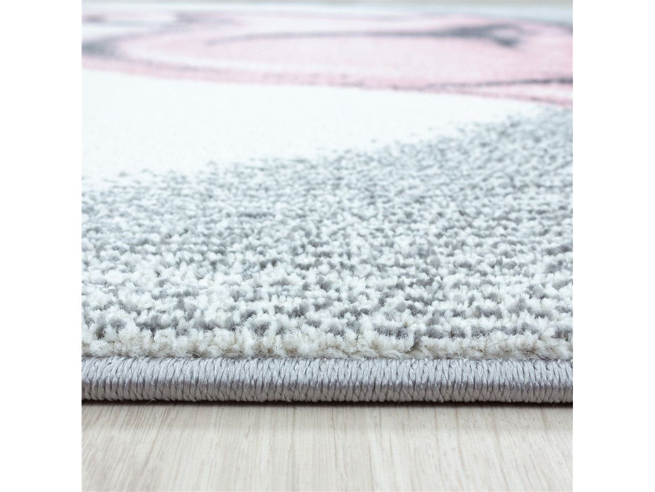 Kinderteppich Baby Teppich Kinderzimmer süßer Rehkitz Motiv Grau Pink Weiß