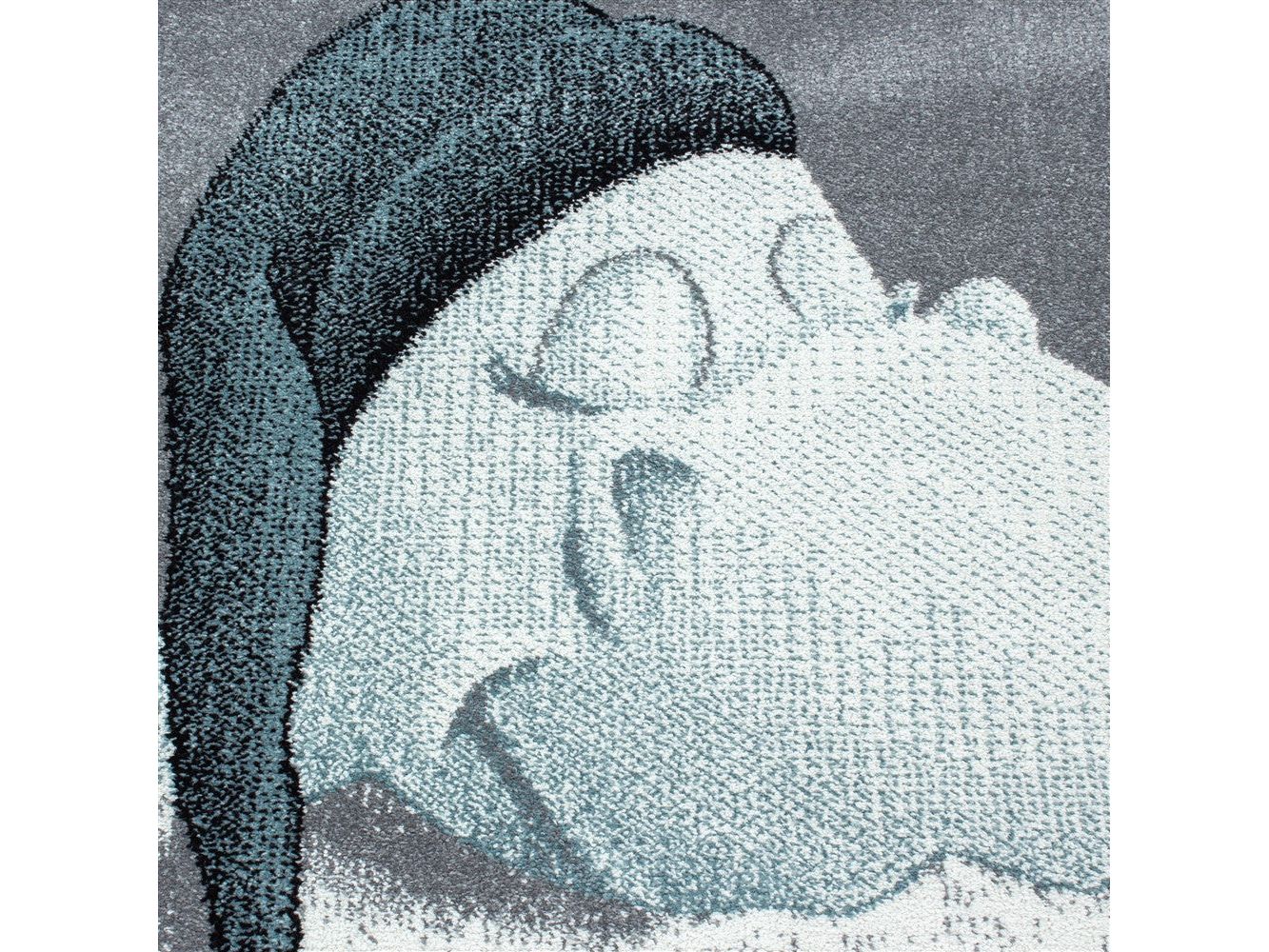 Kinderteppich Baby Teppich Kinderzimmer süßer Dino Motiv Grau Blau Weiß