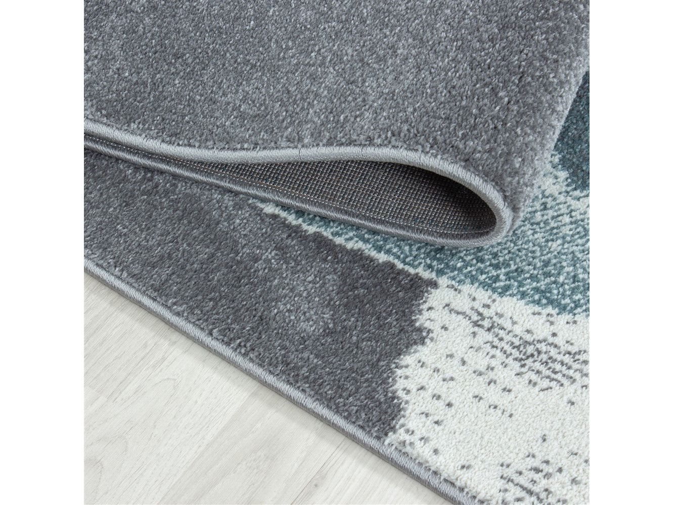 Kinderteppich Baby Teppich Kinderzimmer süßer Dino Motiv Grau Blau Weiß