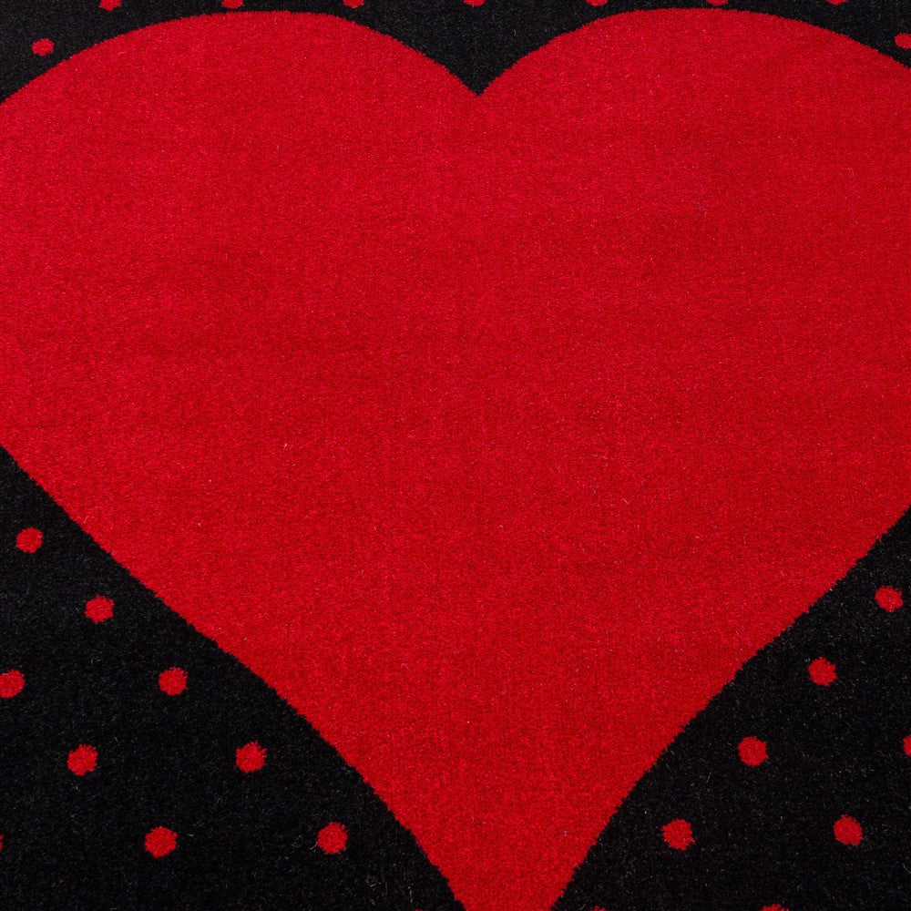 Kinderteppich Baby Teppich Kinderzimmer Herz Motiv Schwarz Rot Farben