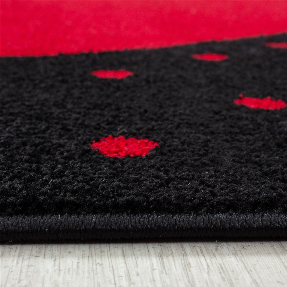 Kinderteppich Baby Teppich Kinderzimmer Herz Motiv Schwarz Rot Farben