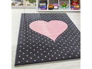 Kinderteppich Baby Teppich Kinderzimmer Herz Motiv Pink Grau Farben